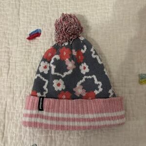 Patagonia Kids Girls beanie hat floral pink snowball